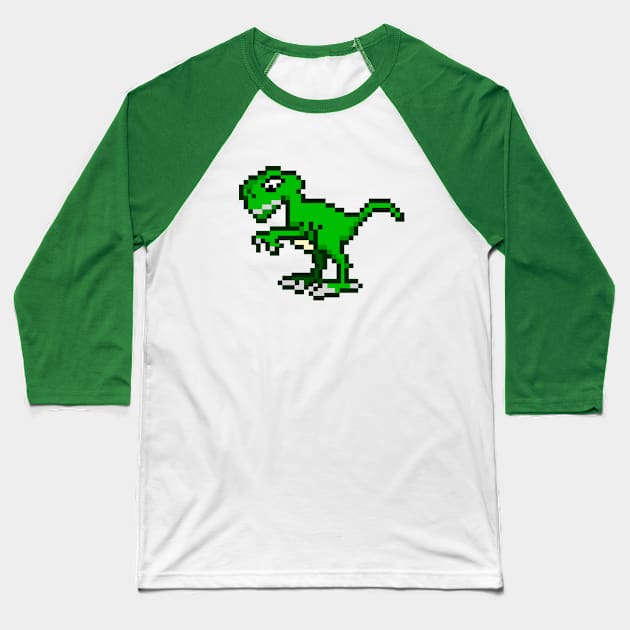 Trex Dinosaur pixelart Baseball T-Shirt by nurkaymazdesing